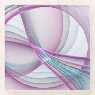 In Motion, Modern Abstract Colorful Fractal Art Glass Coaster