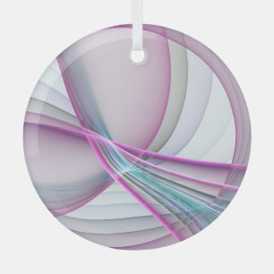 In Motion, Modern Abstract Colorful Fractal Art Glass Ornament