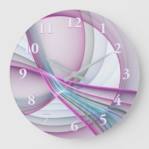 In Motion Modern Abstract Colorful Fractal Art Large Clock