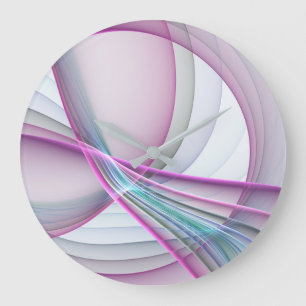 In Motion, Modern Abstract Colorful Fractal Art Large Clock