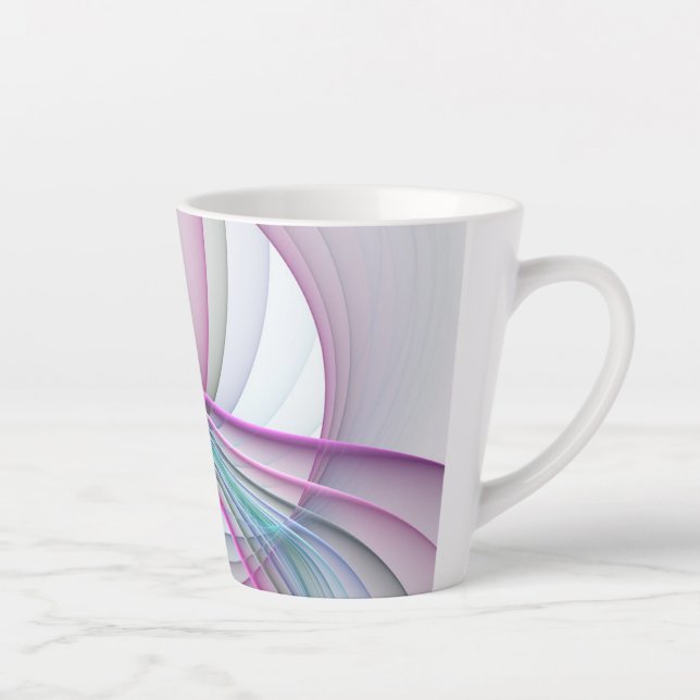 In Motion, Modern Abstract Colorful Fractal Art Latte Mug (Right)