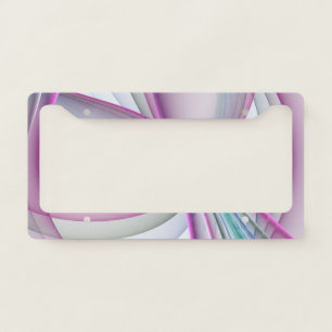 In Motion, Modern Abstract Colorful Fractal Art License Plate Frame