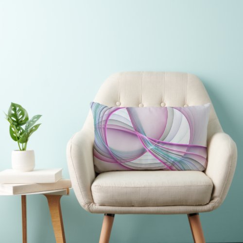 In Motion Modern Abstract Colorful Fractal Art Lumbar Pillow