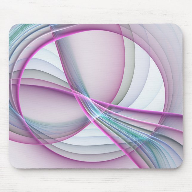 In Motion, Modern Abstract Colorful Fractal Art Mouse Pad (Front)