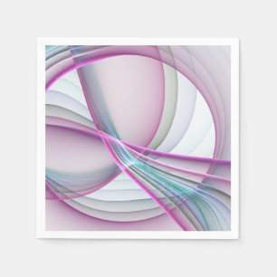 In Motion, Modern Abstract Colorful Fractal Art Napkins