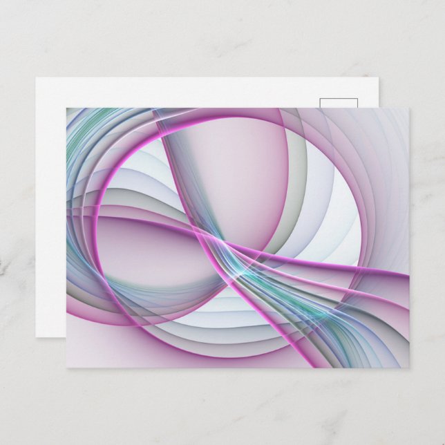 In Motion, Modern Abstract Colorful Fractal Art Postcard (Front/Back)
