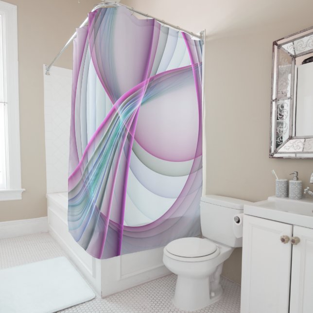 In Motion, Modern Abstract Colorful Fractal Art Shower Curtain (In Situ)
