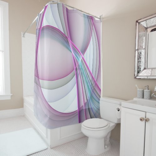 In Motion Modern Abstract Colorful Fractal Art Shower Curtain