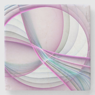 In Motion, Modern Abstract Colorful Fractal Art Stone Coaster