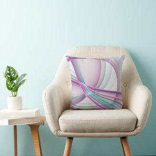 In Motion, Modern Abstract Colorful Fractal Art Throw Pillow