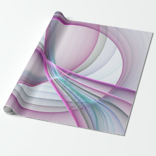 In Motion, Modern Abstract Colorful Fractal Art Wrapping Paper