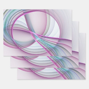 In Motion, Modern Abstract Colorful Fractal Art Wrapping Paper Sheets