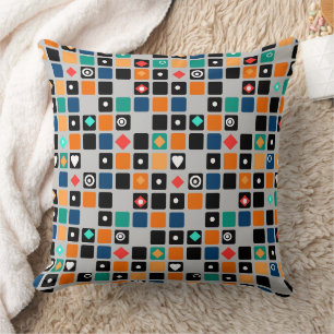 In multi-colored colors geometric pattern throw pillow