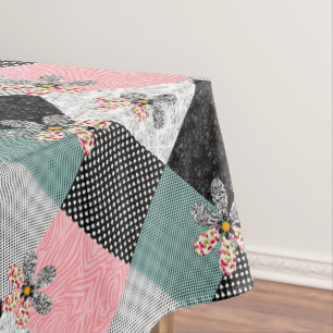 In multicolored colors patchwork rustic pattern tablecloth