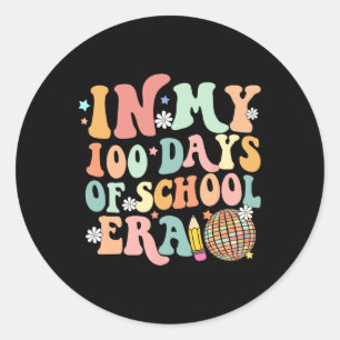 In My 100 Days Of School Era Retro Disco 100th Day Classic Round Sticker