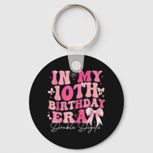 In My 10th Birthday Era Double Digits Coquette Bow Keychain