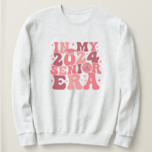 In My 2024 Senior Era   Pink Groovy Lettering Sweatshirt