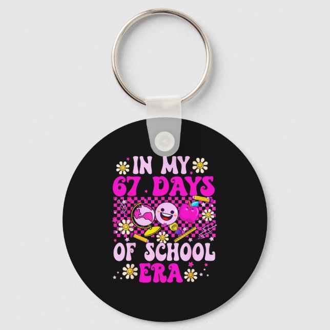 In My 67 Days Of School Era Coquette Bow Six Seven Keychain (Front)