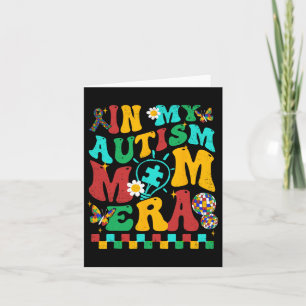 In My Autism Mom Era Groovy Puzzle Piece Retro Mot Card