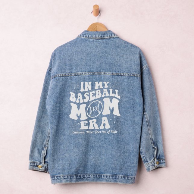 In My Baseball Mom Era Custom Names Denim Jacket (Hangar)