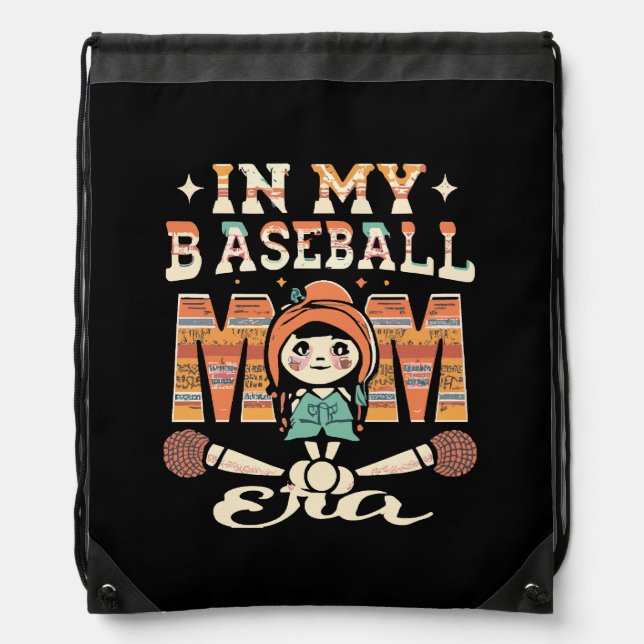 In My Baseball Mom Era Drawstring Bag (Front)