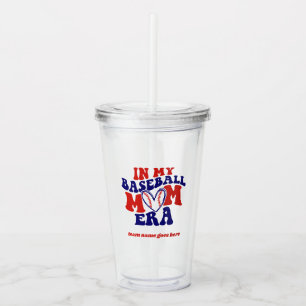 IN MY BASEBALL MOM ERA VINTAGE RETRO TEAM NAME ACRYLIC TUMBLER