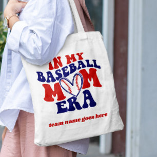 IN MY BASEBALL MOM ERA VINTAGE RETRO TEAM NAME TOTE BAG