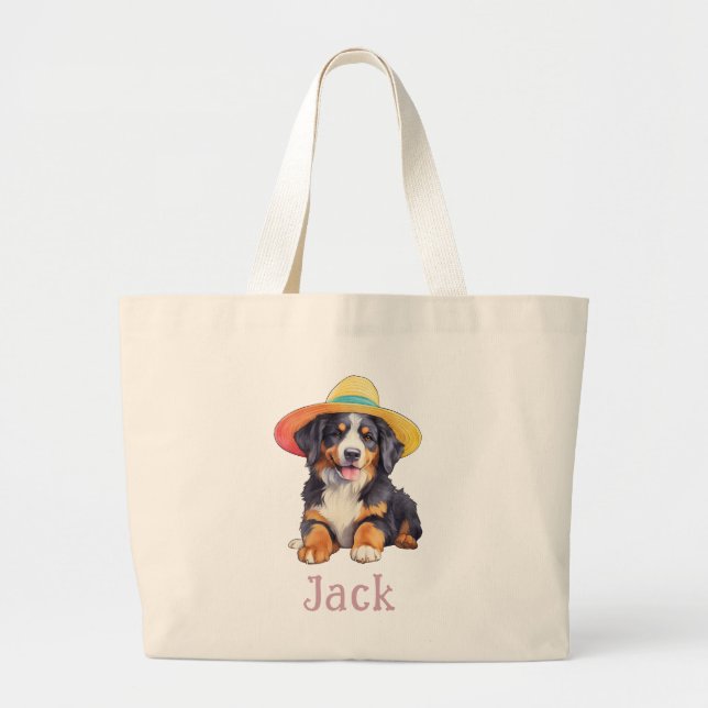 In My Berner Mama Era Personalized Bernese Dog Mom Large Tote Bag (Front)
