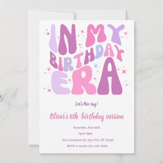 In my birthday era invitation pink birthday invite