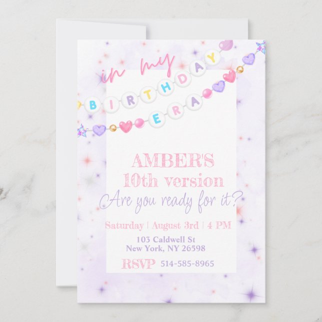 In my birthday Era pink purple Pastel Birthday  Invitation (Front)