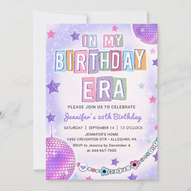 In My Birthday Era Purple Disco Birthday Invitation (Front)