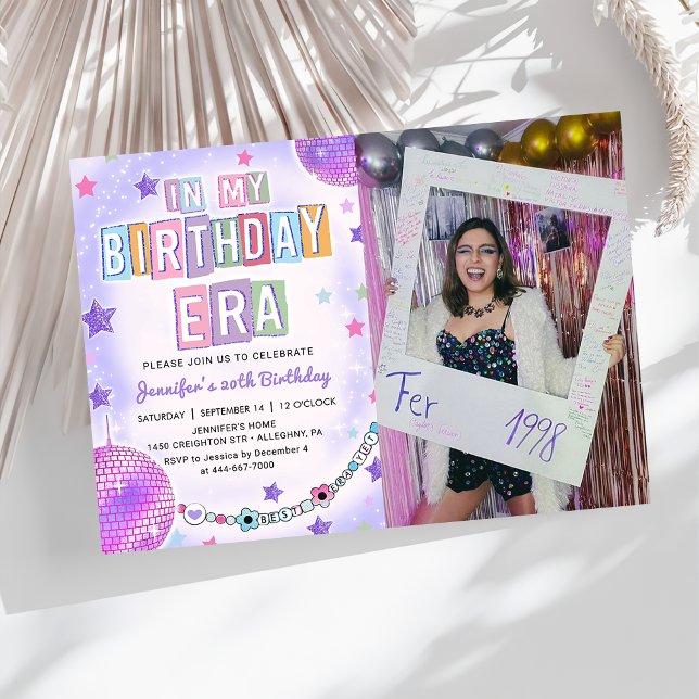 In My Birthday Era Purple Disco Birthday Photo Invitation (Creator Uploaded)