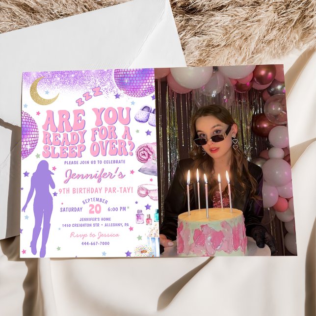 In My Birthday Era Purple Sleepover Birthday Photo Invitation (Creator Uploaded)