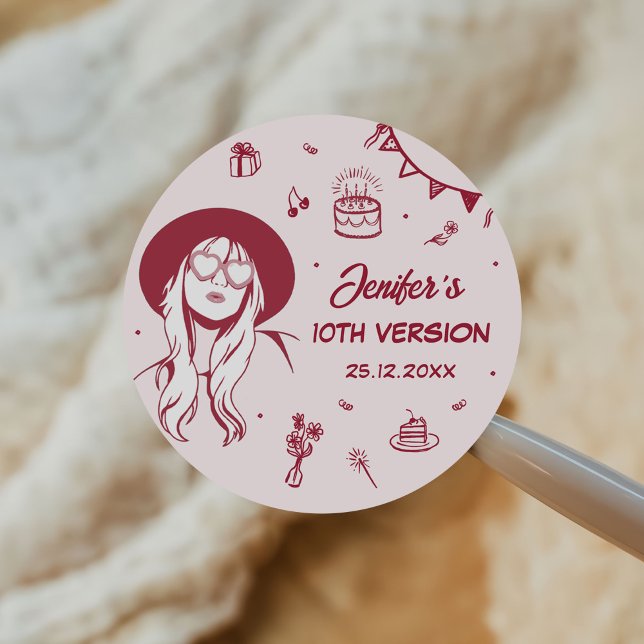 In my birthday Era Retro Birthday Classic Round Sticker (Creator Uploaded)