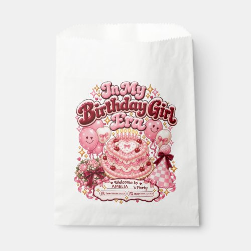 In My Birthday Girl Era Retro Heart Cake Favor Bag