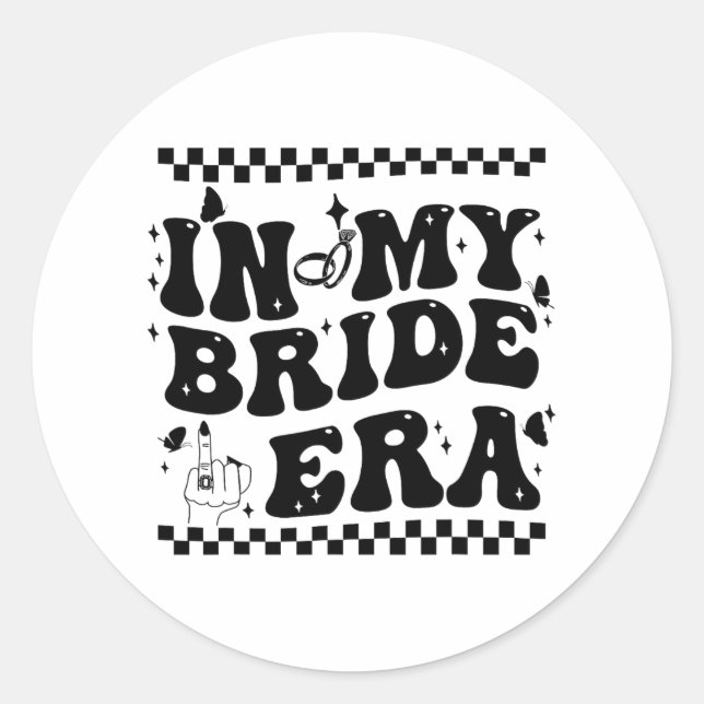 In My Bride Era Groovy Bride Bachelorette Party Br Classic Round Sticker (Front)