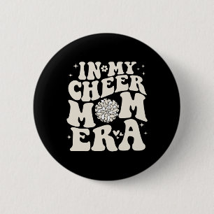 In My Cheer Mom Era Groovy Cheerleading Football M Button
