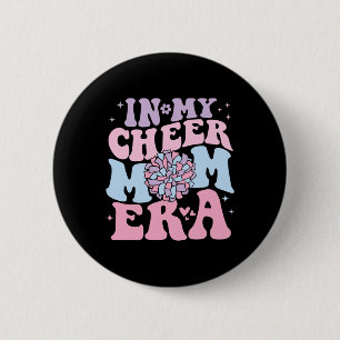 In My Cheer Mom Era Groovy Cheerleading Football M Button