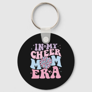 In My Cheer Mom Era Groovy Cheerleading Football M Keychain