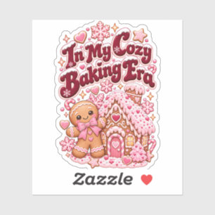 In My Cozy Baking Era Pink Christmas Gingerbread Sticker
