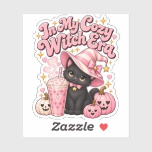 In My Cozy Witch Era Pink Halloween Sticker