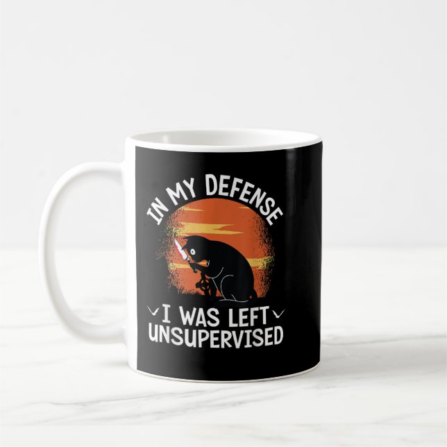 In My Defense I Was Left Unsupervised Cat Hallowee Coffee Mug (Left)