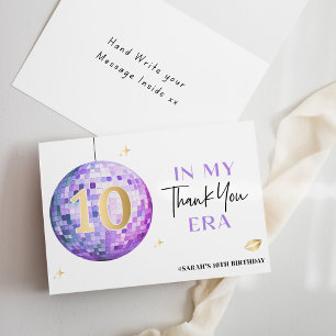 In My Double Digit Era Purple Disco 10 Birthday Thank You Card