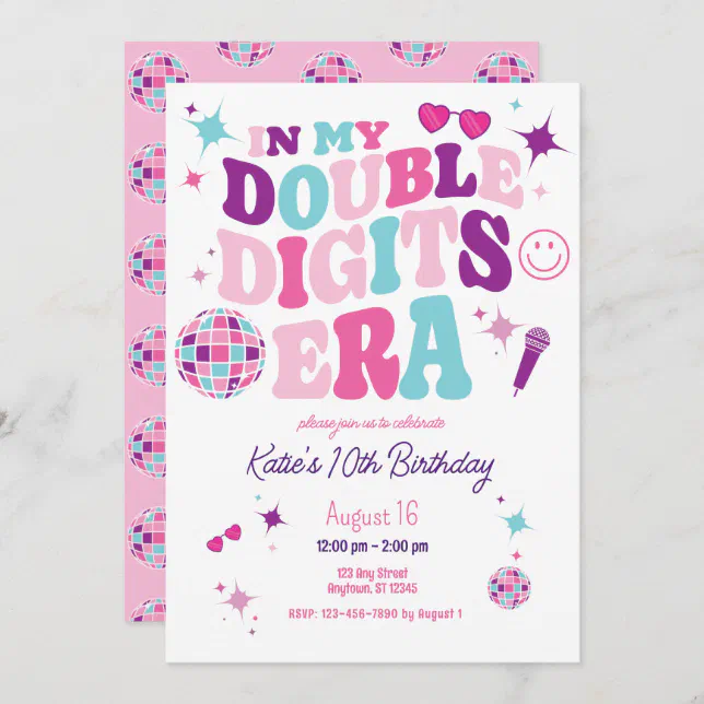 In my double digits era birthday invitation zazzle