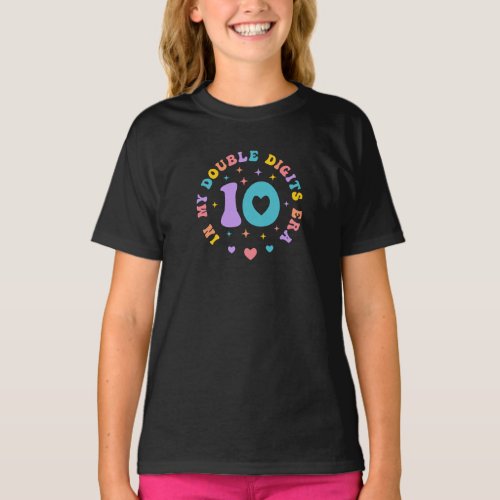 In My Double Digits Era Colorful Retro Typography  T_Shirt