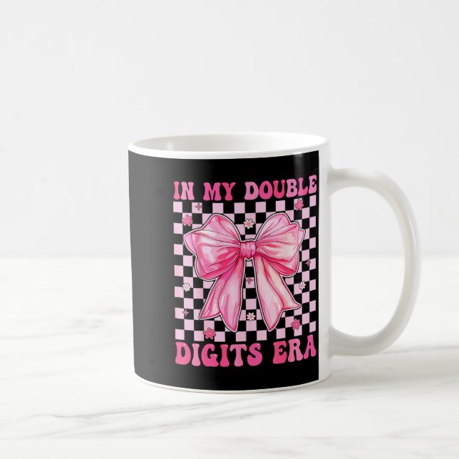 In My Double Digits Era Coquette Bow 10th Birthday Coffee Mug (Right)