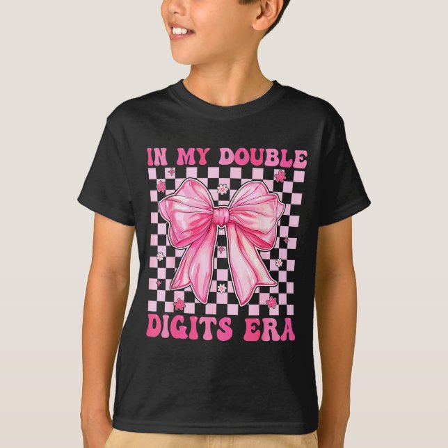 In My Double Digits Era Coquette Bow 10th Birthday T-Shirt (Front)
