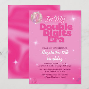 In My Double Digits Era Pink 10th Birthday Invitation