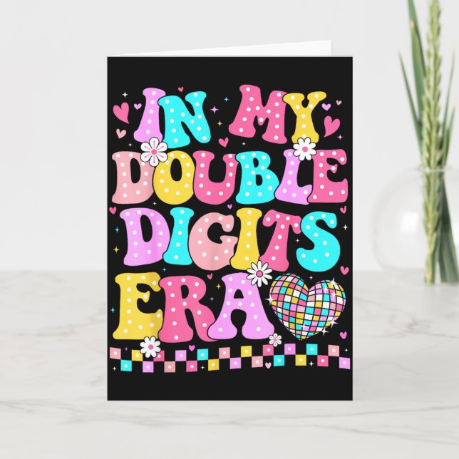 In My Double Digits Era Retro 10 Year Old 10th Bir Card (Front)