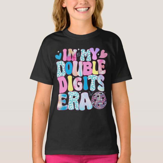 In My Double Digits Era Retro 10 Year Old Birthday T-Shirt (Front)